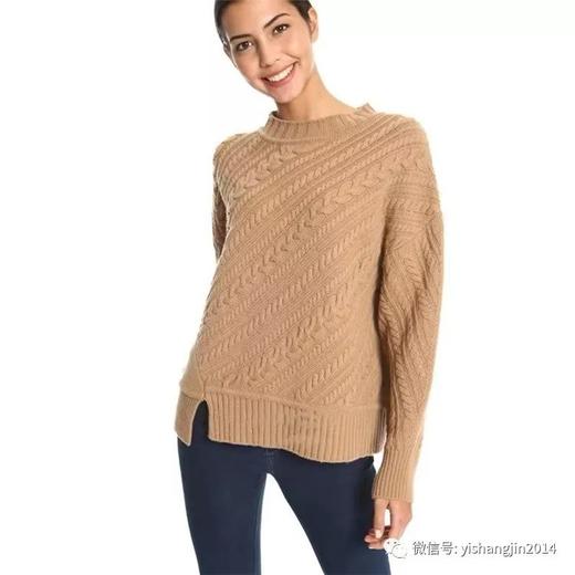 21年末折扣！七折！驼色拧花斜织羊毛衫 商品图3