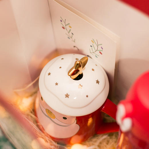 创意圣诞节平安夜礼品装饰可爱卡通情侣礼物保温杯节日礼品套装q