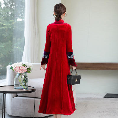 F 2062 刺绣金丝绒棉服棉衣高端大气旗袍立领绣花外套 商品图1