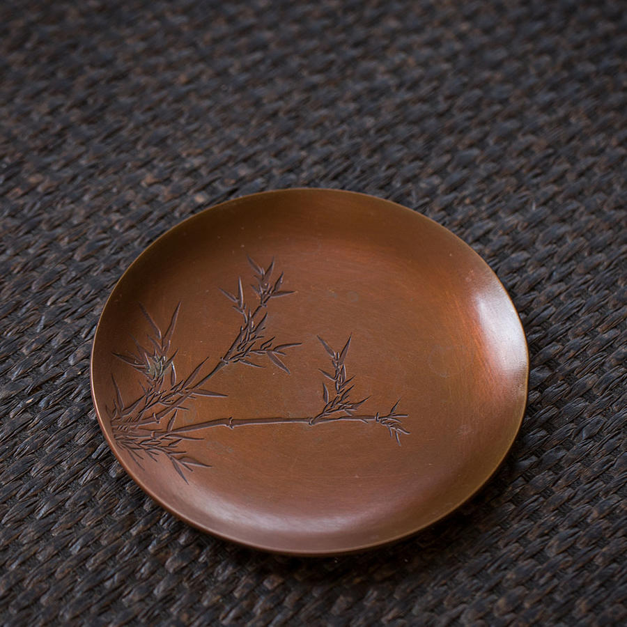 茶香记 纯紫铜 蚀刻 茶杯托 功夫茶具 杯托 杯垫 茶杯垫 茶盏托