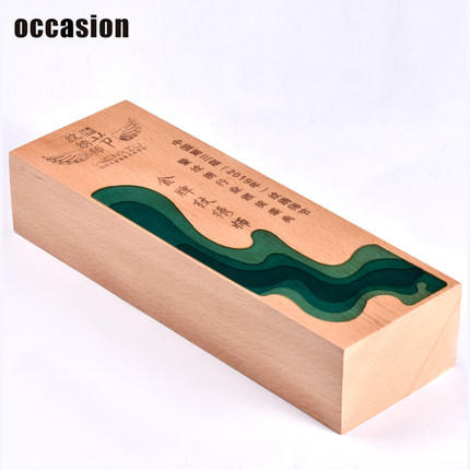 实木奖杯定制定做水晶木质高档创意荣誉牌年终奖牌纪念品刻字制作 商品图4