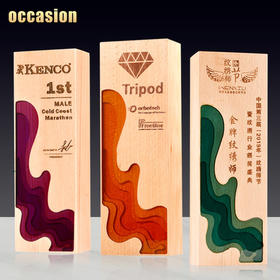 实木奖杯定制定做水晶木质高档创意荣誉牌年终奖牌纪念品刻字制作