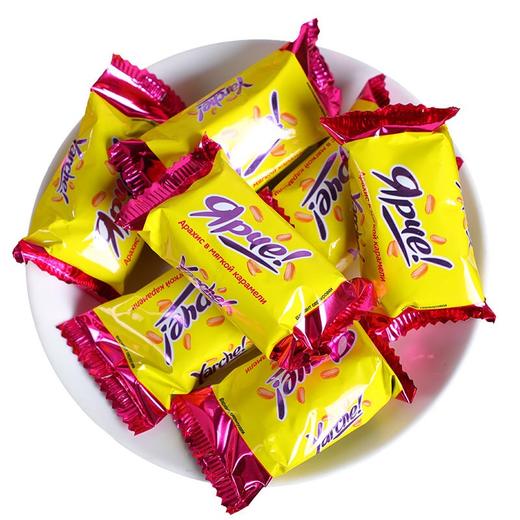 糖果丨俄罗斯进口糖果kdv黄花生士力架巧克力味花生夹心糖500g包婚庆