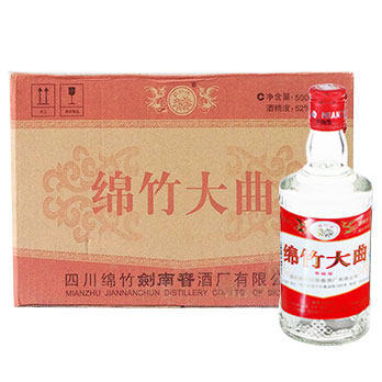 【12瓶】剑南春 52度 绵竹红标大曲 浓香型白酒 500ml*12瓶 商品图1
