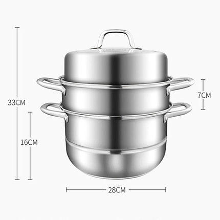 【康巴赫不锈钢3层蒸锅】3层蒸笼电磁炉燃气通用28cm 商品图1