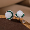 YL-001个性简约气质和田玉白玉荷花荷叶圆珠耳坠 商品缩略图2