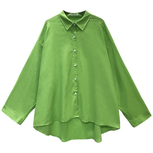 韩国东大门女装忌平庸精选夏季新款韩版chic港风宽松薄款衬衫绿色长袖防晒上衣女外套JPY带授权招加盟代理 商品图5