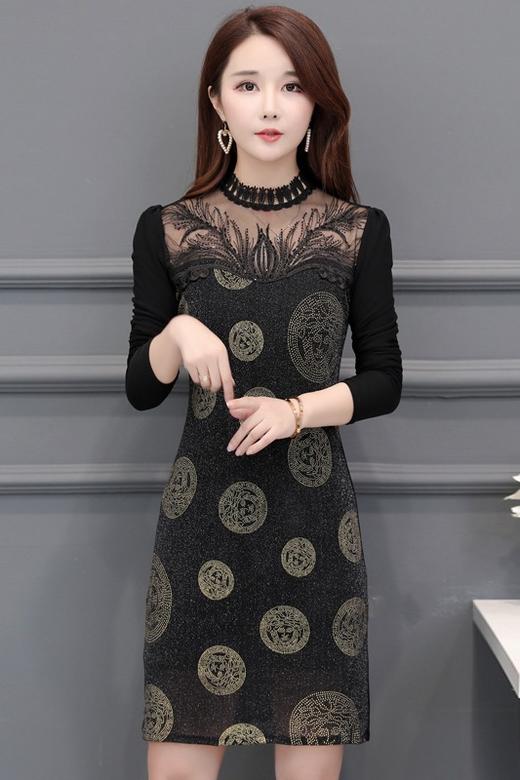 YH-ffa024-853552冬季新款韩版时尚洋气连衣裙 商品图4