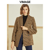 VIMAGE纬漫纪冬季复古格纹职业通勤双排扣西装短外套女V1214805 商品缩略图0