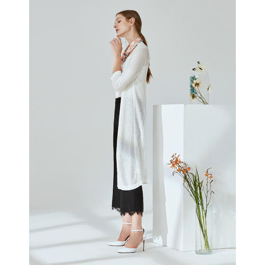 EITIE爱特爱春季新款时尚显瘦轻薄针织开衫中长款薄外套女5901620 商品图3