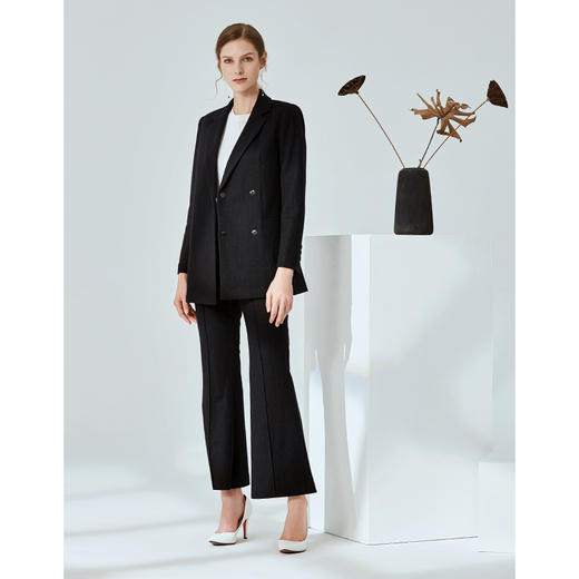 EITIE爱特爱春季新款通勤干练显瘦微喇喇叭裤西装裤长裤女6005724 商品图1