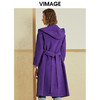 VIMAGE纬漫纪冬季双排扣英伦风连帽羊毛呢大衣中长款女V1214810 商品缩略图3