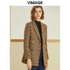 VIMAGE纬漫纪冬季复古格纹职业通勤双排扣西装短外套女V1214805 商品缩略图2