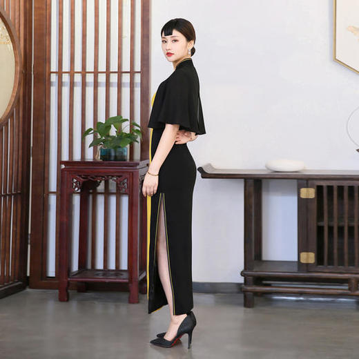 XF-XF3168秋冬新款撞色修身长款中式旗袍 商品图3