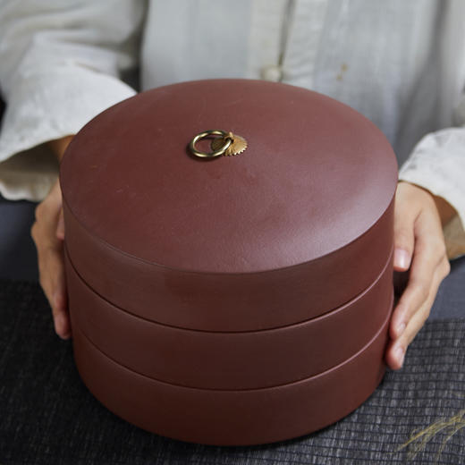 宜兴紫砂丨紫砂茶饼醒茶罐 三层结构 茶饼适用 商品图0