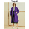 VIMAGE纬漫纪冬季双排扣英伦风连帽羊毛呢大衣中长款女V1214810 商品缩略图1