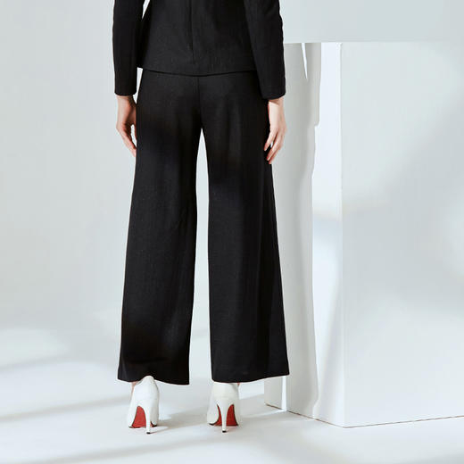 EITIE爱特爱春季新款通勤职业宽松高腰阔腿直筒长裤女显瘦6005725 商品图3
