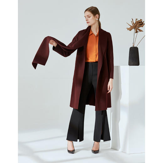  EITIE爱特爱春季新款时尚围脖修身羊毛呢大衣中长款6014716 商品图2