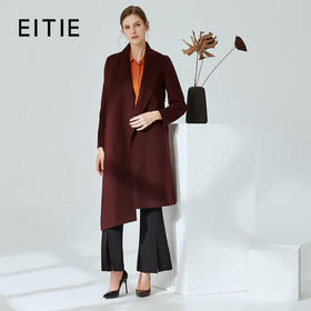  EITIE爱特爱春季新款时尚围脖修身羊毛呢大衣中长款6014716