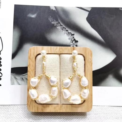 GM-XSN-16巴洛克保色真金925银针淡水珍珠耳环 商品图2