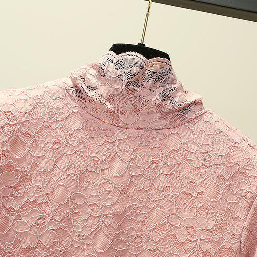 YL-1225秋冬加绒弹力蕾丝花朵打底衫 商品图2