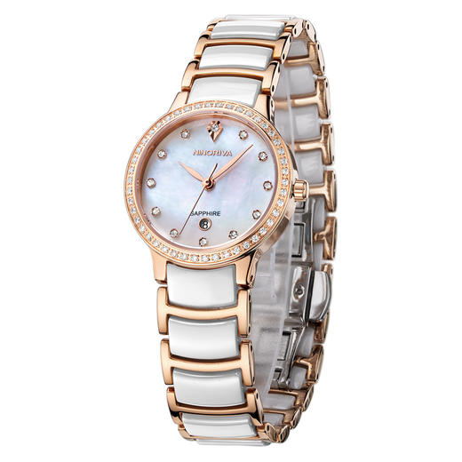 尼诺里拉时尚陶瓷贝母面蓝宝石石英女表 11059 商品图3