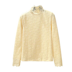 YL-1225秋冬加绒弹力蕾丝花朵打底衫