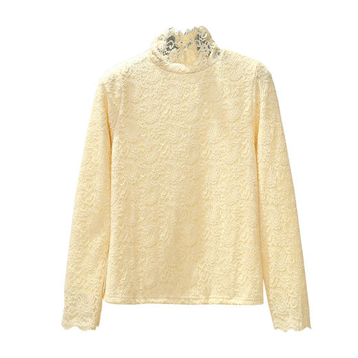 YL-1225秋冬加绒弹力蕾丝花朵打底衫 商品图0