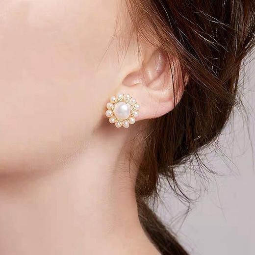 GM-XSN-16巴洛克保色真金925银针淡水珍珠耳环 商品图1