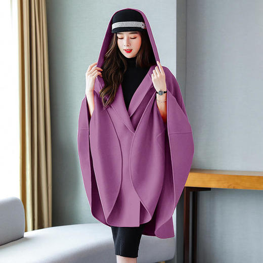 CQ-QY99902新款连帽毛呢外套蝙蝠式 商品图1