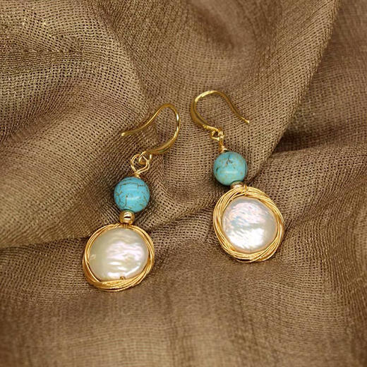 GM-XSN-16巴洛克保色真金925银针淡水珍珠耳环 商品图3