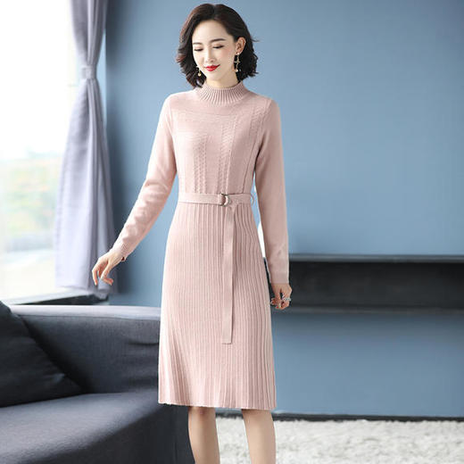 SM-VY69183纯色毛衣裙中长款大码时尚 商品图1