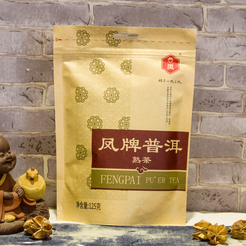 凤牌普洱125g 云南滇红凤庆老字号普洱熟茶