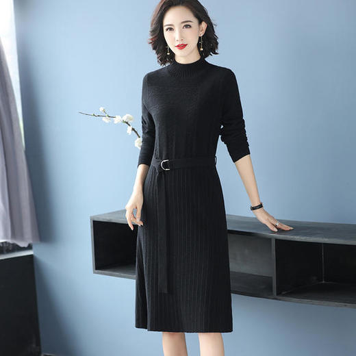 SM-VY69183纯色毛衣裙中长款大码时尚 商品图3