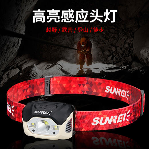 山力士 牧野 感应 头灯 强光 超亮 防水 登山 跑步 充电 JX100 商品图2