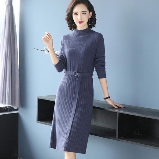 SM-VY69183纯色毛衣裙中长款大码时尚 商品图0