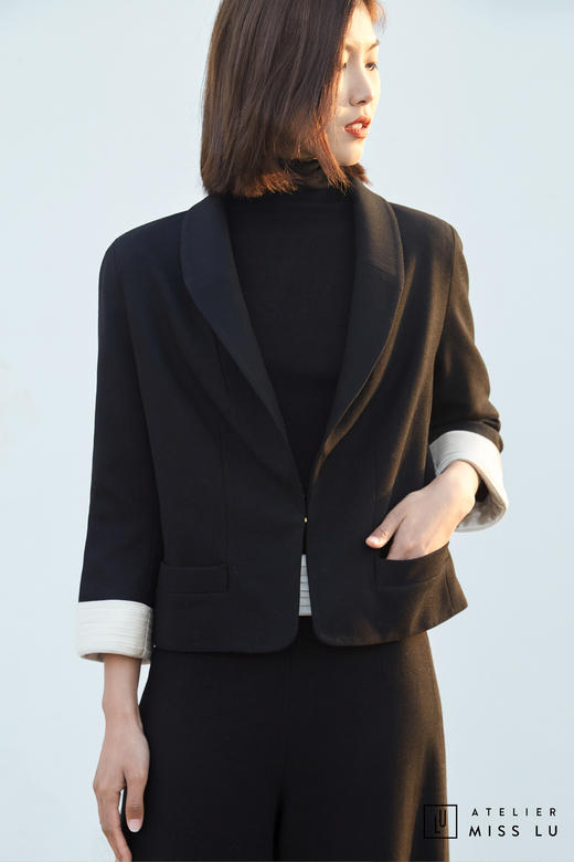 AtelierMissLu / Bellezza-俏皮可拆卸翻领短款羊毛外套 商品图10