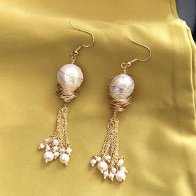 GM-XSN-16巴洛克保色真金925银针淡水珍珠耳环