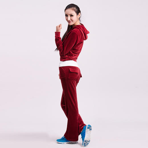 天鹅绒加绒加厚休闲运动套装女2019新款女装秋冬连帽运动服两件套