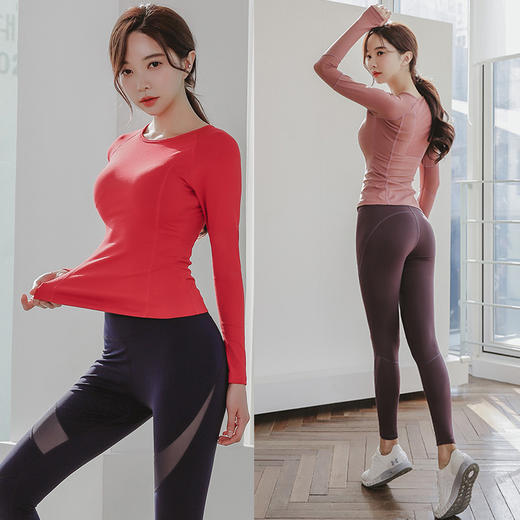SM-S812-K903秋冬新款瑜伽服套装健身服女长袖套装（带胸垫） 商品图3
