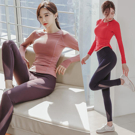 SM-S812-K903秋冬新款瑜伽服套装健身服女长袖套装（带胸垫） 商品图1