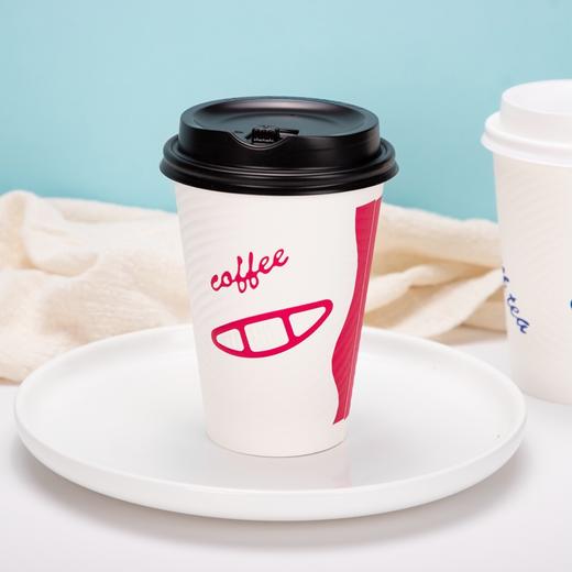 喇叭花一次性纸杯双层加厚压纹瓦楞杯情侣咖啡杯饮料热饮杯50个 商品图2