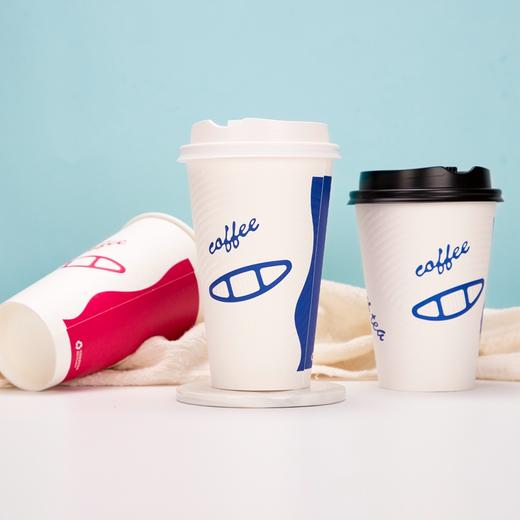 喇叭花一次性纸杯双层加厚压纹瓦楞杯情侣咖啡杯饮料热饮杯50个 商品图1