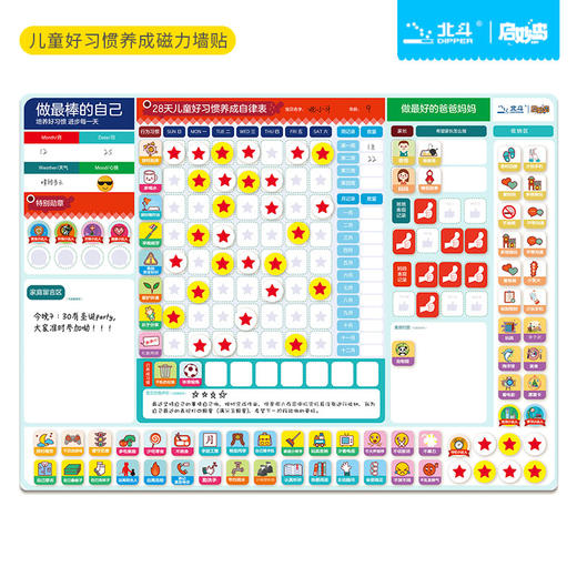 北斗【礼盒装】 儿童好习惯养成磁力墙贴  适合3岁以上 167块磁片 40种好习惯 商品图5