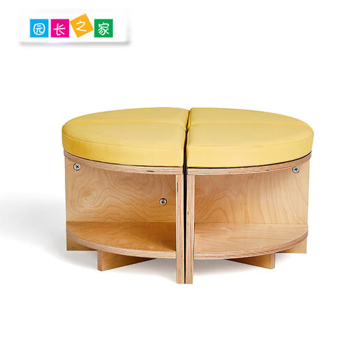 桦木小圆桌pu凳子实木家具 商品图3