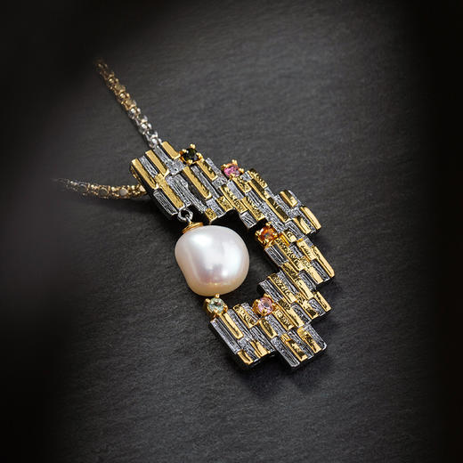 BW-TP3696Y意大利工艺S925银镶嵌异形珍珠项链女士时尚吊坠 商品图3