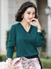 FH1-936B秋季新款宽松洋气v领长袖衬衫职业套装 商品缩略图1