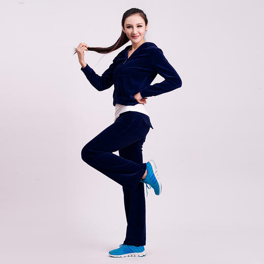 天鹅绒加绒加厚休闲运动套装女2019新款女装秋冬连帽运动服两件套