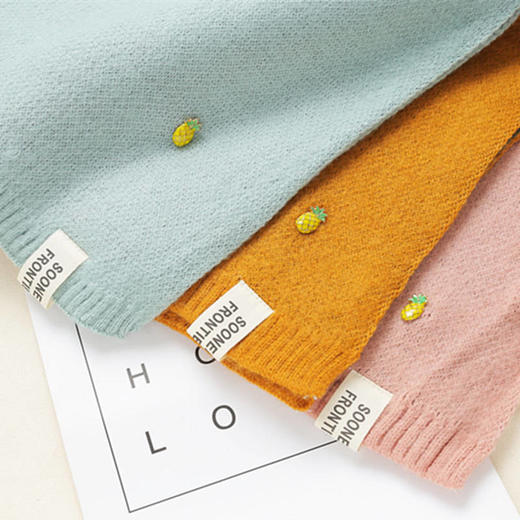 菠萝围巾女秋冬季居家日用加厚小香风学生针织少女上衣毛线围脖 商品图3