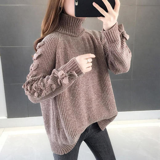 ht-9824新款金丝绒高领粗线套头毛衣 - 唐织绾女装店